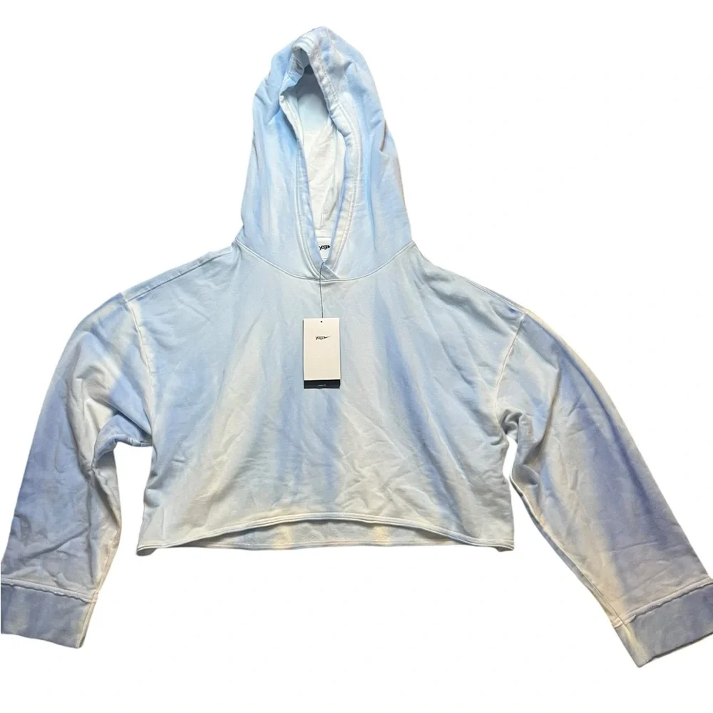 NIKE Yoga Soft Luxe Women's Medium Fleece Hoodie In Blue Stretch NEW